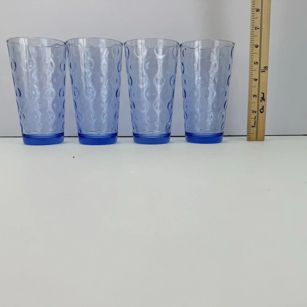 Set of 8 Blue Pasabahce Cirque Bubble Circle Ring Glasses High‎ Ball Barware